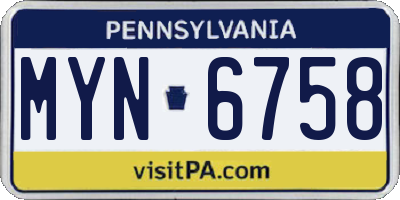 PA license plate MYN6758