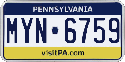 PA license plate MYN6759