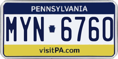 PA license plate MYN6760