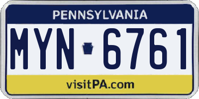 PA license plate MYN6761