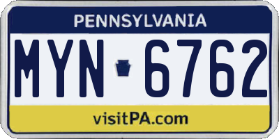 PA license plate MYN6762