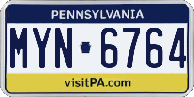 PA license plate MYN6764