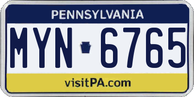PA license plate MYN6765