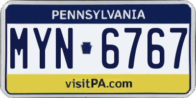 PA license plate MYN6767