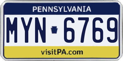 PA license plate MYN6769