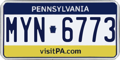 PA license plate MYN6773