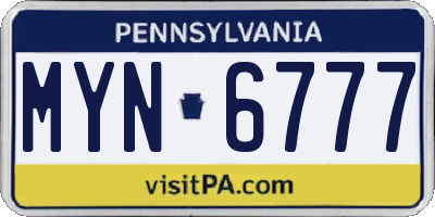 PA license plate MYN6777