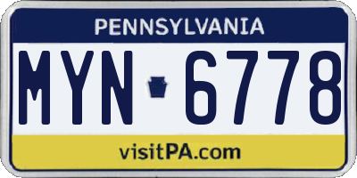 PA license plate MYN6778
