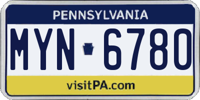 PA license plate MYN6780