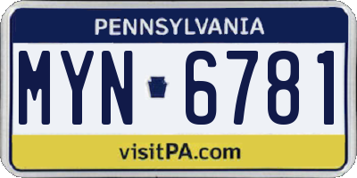 PA license plate MYN6781