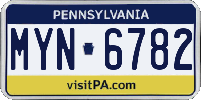 PA license plate MYN6782