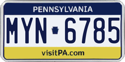 PA license plate MYN6785