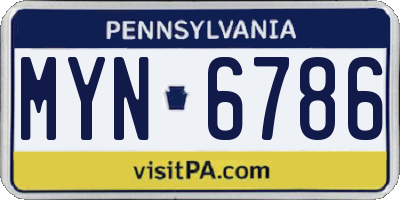 PA license plate MYN6786