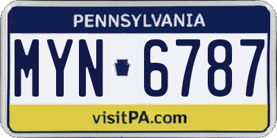 PA license plate MYN6787