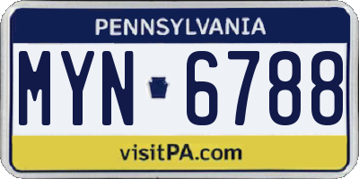 PA license plate MYN6788