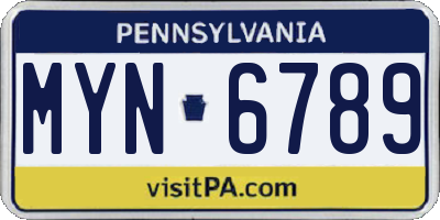 PA license plate MYN6789