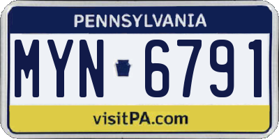 PA license plate MYN6791