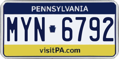 PA license plate MYN6792