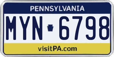 PA license plate MYN6798