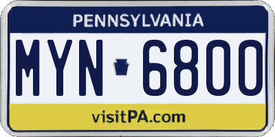 PA license plate MYN6800