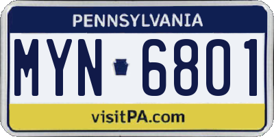 PA license plate MYN6801