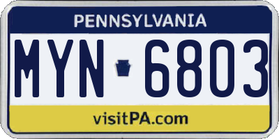 PA license plate MYN6803