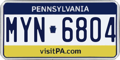 PA license plate MYN6804