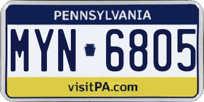 PA license plate MYN6805