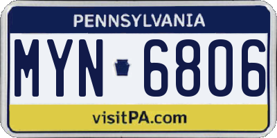 PA license plate MYN6806