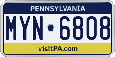 PA license plate MYN6808