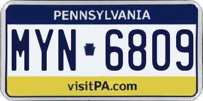PA license plate MYN6809