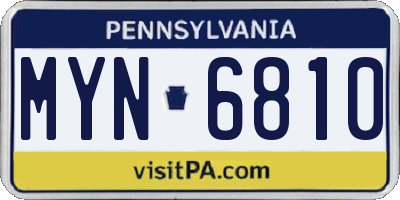 PA license plate MYN6810