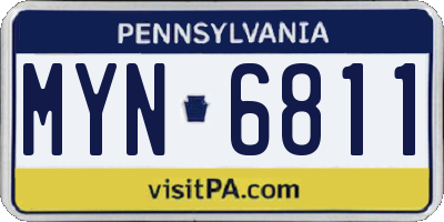 PA license plate MYN6811