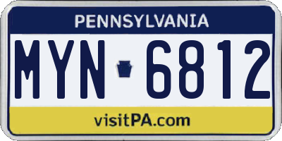 PA license plate MYN6812