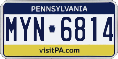 PA license plate MYN6814