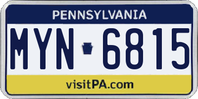 PA license plate MYN6815