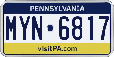 PA license plate MYN6817