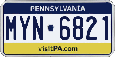 PA license plate MYN6821