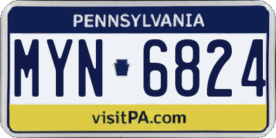 PA license plate MYN6824