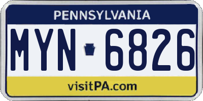 PA license plate MYN6826
