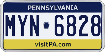 PA license plate MYN6828