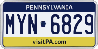 PA license plate MYN6829