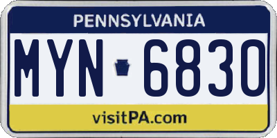 PA license plate MYN6830