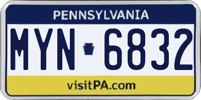 PA license plate MYN6832