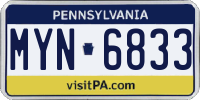 PA license plate MYN6833