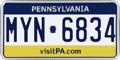 PA license plate MYN6834