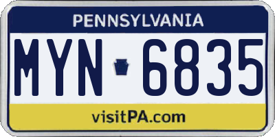 PA license plate MYN6835