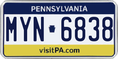 PA license plate MYN6838