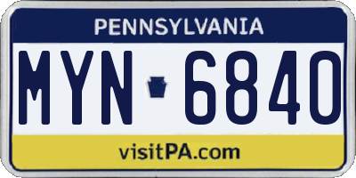 PA license plate MYN6840