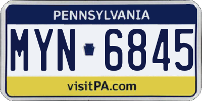PA license plate MYN6845
